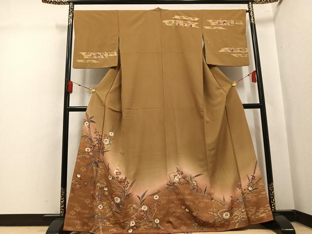 平和屋着物●訪問着　草花文　暈し染め　金彩　正絹　逸品　AABK8226ph