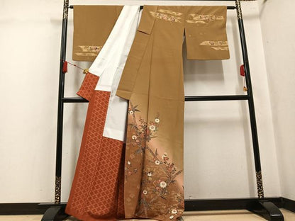 平和屋着物●訪問着　草花文　暈し染め　金彩　正絹　逸品　AABK8226ph