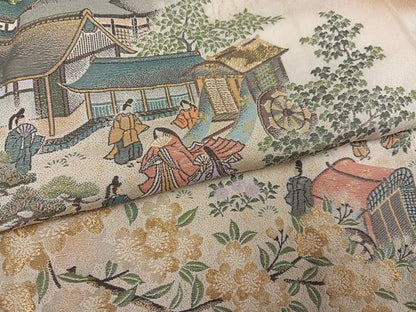 平和屋着物●豪華色留袖　寿光織　人物風景文　暈し染め　金糸　正絹　逸品　未使用　AABK8227ph