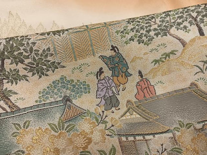平和屋着物●豪華色留袖　寿光織　人物風景文　暈し染め　金糸　正絹　逸品　未使用　AABK8227ph