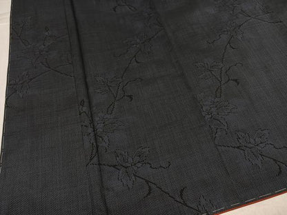 平和屋着物●本場大島紬　古代純泥染　7マルキ　枝花文　宮田仲夫作　証紙付き　正絹　逸品　未使用　AABK8228ph