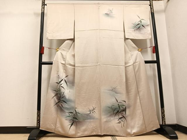 平和屋着物●訪問着　手描き　シロサギ　白鷺　暈し染め　正絹　逸品　AABK8229ph
