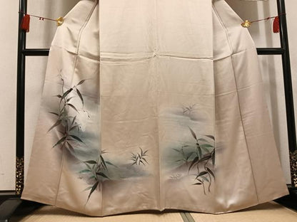平和屋着物●訪問着　手描き　シロサギ　白鷺　暈し染め　正絹　逸品　AABK8229ph