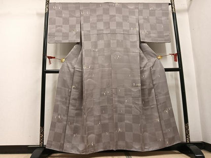 平和屋着物●上質な小紋　ぜんまい　暈し染め　金彩　正絹　逸品　AABK8233ph