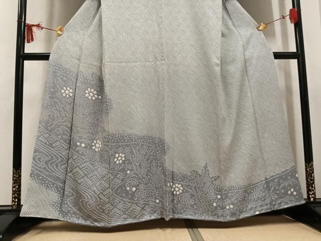 平和屋着物●訪問着　総絞り　草花文　正絹　逸品　AABK8234ph