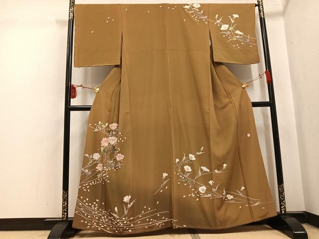 平和屋着物●訪問着　作家物　草花文　暈し染め　金彩　正絹　逸品　AABK8235ph