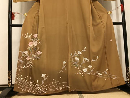 平和屋着物●訪問着　作家物　草花文　暈し染め　金彩　正絹　逸品　AABK8235ph