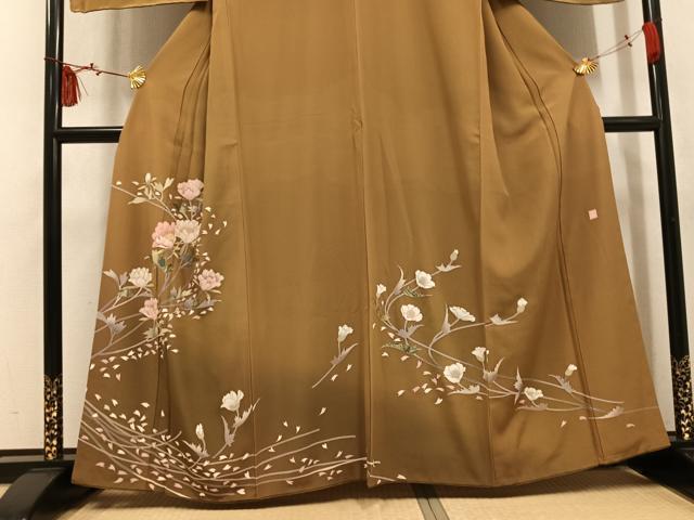 平和屋着物●訪問着　作家物　草花文　暈し染め　金彩　正絹　逸品　AABK8235ph