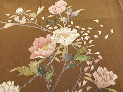 平和屋着物●訪問着　作家物　草花文　暈し染め　金彩　正絹　逸品　AABK8235ph