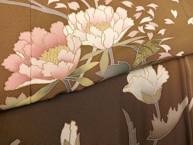 平和屋着物●訪問着　作家物　草花文　暈し染め　金彩　正絹　逸品　AABK8235ph