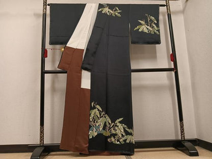 平和屋着物●訪問着　枝葉文　正絹　逸品　AABK8236ph