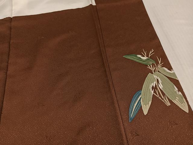 平和屋着物●訪問着　枝葉文　正絹　逸品　AABK8236ph