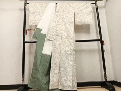 平和屋着物●本場大島紬　白大島　9マルキ　毬文　正絹　逸品　未使用　AABK8238ph