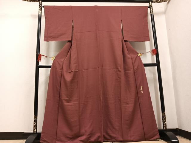 平和屋着物●本草木染作家　瑞鳳　色無地　茶色　正絹　逸品　AABK8239ph