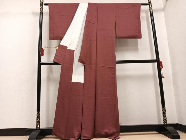 平和屋着物●本草木染作家　瑞鳳　色無地　茶色　正絹　逸品　AABK8239ph