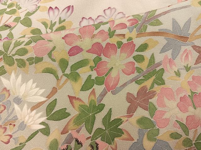 平和屋着物●本加賀友禅作家　梶山伸　色留袖　枝花文　暈し染め　大丸扱い　正絹　逸品　AABK8246ph