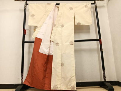 平和屋着物●上質な紬　花丸文　正絹　逸品　AABK8250ph