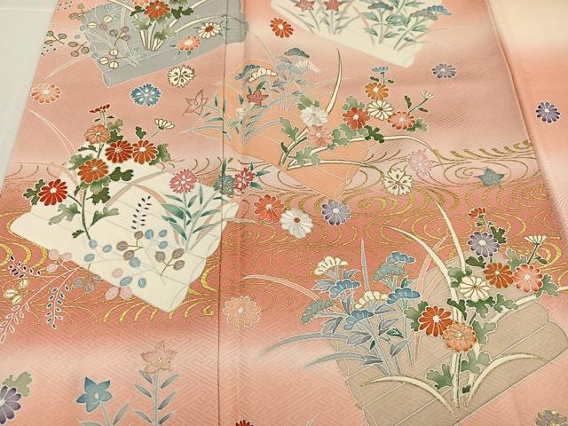 平和屋着物●訪問着　花筏　暈し染め　金彩　正絹　逸品　AABK8251ph