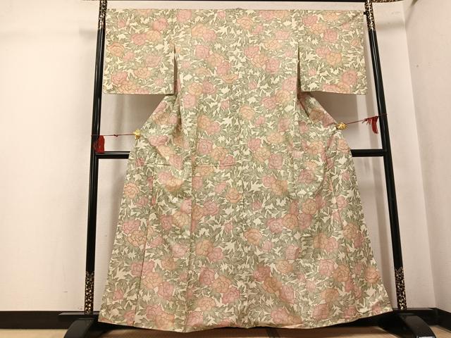 平和屋着物●本場大島紬　染大島　草花文　正絹　逸品　AABK8256ph