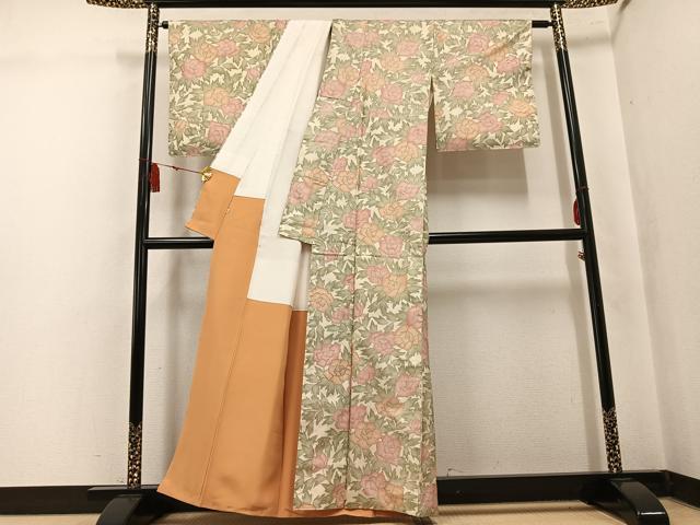 平和屋着物●本場大島紬　染大島　草花文　正絹　逸品　AABK8256ph