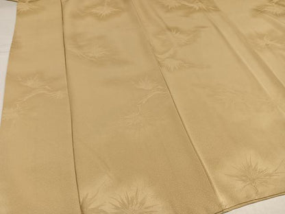 平和屋着物●上質な色無地　松地紋　枯色　正絹　逸品　AABK8258ph