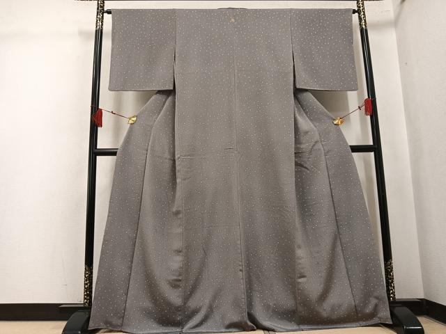 平和屋着物●上質な小紋　霞文　金彩　鬼しぼ縮緬　正絹　逸品　AABK8265ph