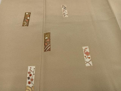 平和屋着物●訪問着　駒刺繍　竹屋町刺繍　草花熨斗文　金彩　正絹　逸品　AABK8266ph