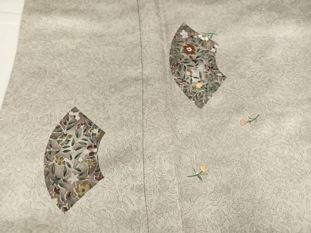 平和屋着物●訪問着　刺繍　地紙草花文　金糸　正絹　逸品　AABK8267ph