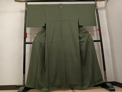 平和屋着物●上質な色無地　藍媚茶色　正絹　逸品　未使用　AABK8269ph