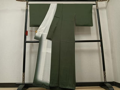 平和屋着物●上質な色無地　藍媚茶色　正絹　逸品　未使用　AABK8269ph