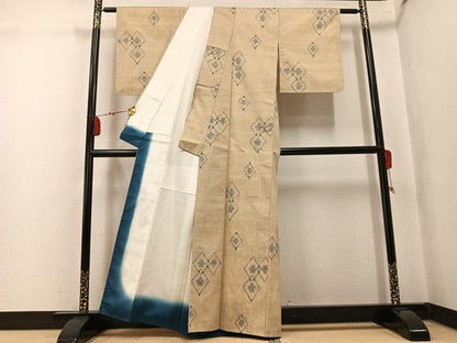 平和屋着物●上質な紬　花菱文　正絹　逸品　未使用　AABK8270ph