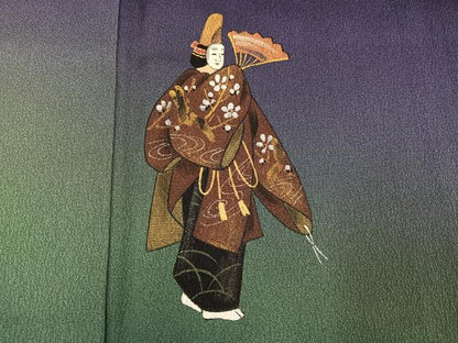 平和屋着物●訪問着　作家物　清久　手描き　人物文　暈し染め　金彩　正絹　逸品　AABK8271ph