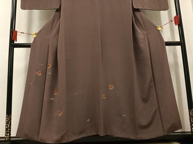 平和屋着物●訪問着　竹屋町刺繍　花丸文　金彩　鬼しぼ縮緬　正絹　逸品　AABK8275ph