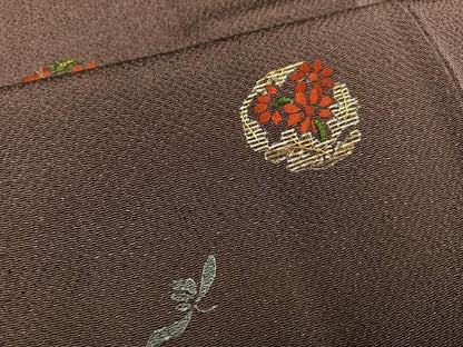平和屋着物●訪問着　竹屋町刺繍　花丸文　金彩　鬼しぼ縮緬　正絹　逸品　AABK8275ph