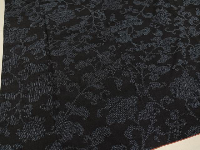 平和屋着物●結城紬　花唐草文　正絹　逸品　AABK8276ph
