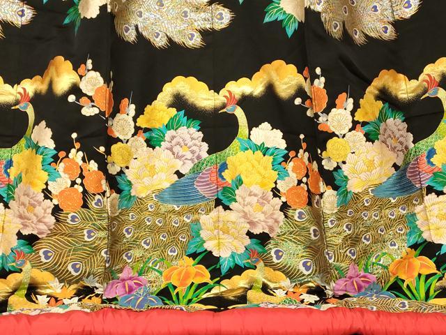 平和屋本店●色打掛 和装 婚礼 結婚式 花嫁 神社挙式 孔雀草花文 黒地 金糸 逸品 AABK8281fw