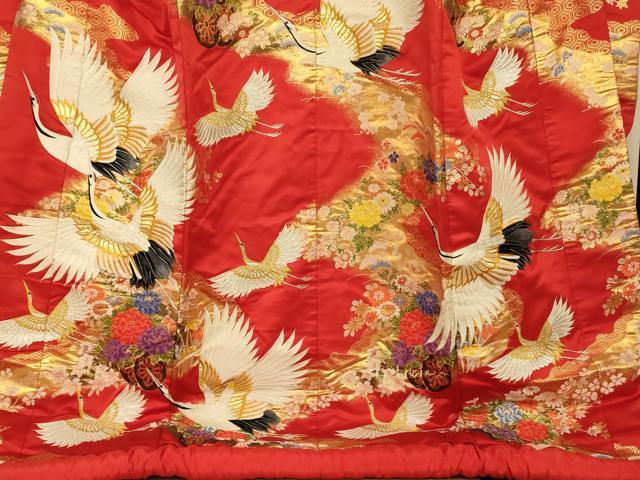 平和屋本店●色打掛 和装 婚礼 結婚式 花嫁 神社挙式 唐織 飛鶴花車文 金銀糸 逸品 AABK8283fw