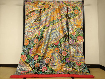 平和屋本店●色打掛　和装　婚礼　結婚式　花嫁　神社挙式　手描き　辻が花飛鶴文　金銀彩　逸品　AABK8285fw