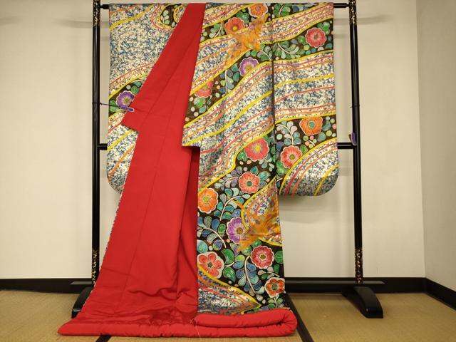 平和屋本店●色打掛　和装　婚礼　結婚式　花嫁　神社挙式　手描き　辻が花飛鶴文　金銀彩　逸品　AABK8285fw