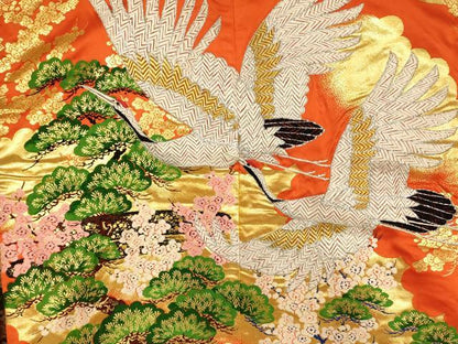 平和屋本店●色打掛 和装 婚礼 結婚式 花嫁 神社挙式 唐織 飛鶴梅松文 金銀糸 逸品 AABK8286fw