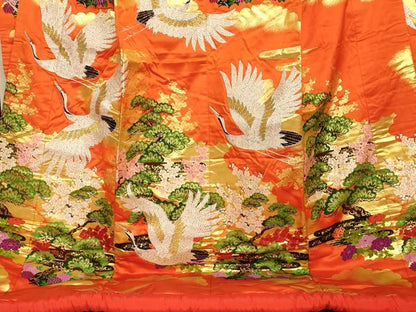 平和屋本店●色打掛 和装 婚礼 結婚式 花嫁 神社挙式 唐織 飛鶴梅松文 金銀糸 逸品 AABK8286fw
