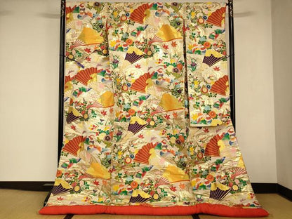 平和屋本店●色打掛 和装 婚礼 結婚式 花嫁 神社挙式 唐織 鴛鴦流水草花文 金糸 逸品 AABK8287fw