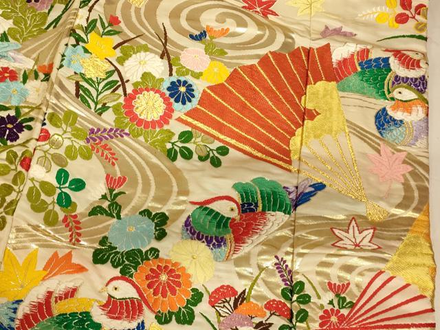 平和屋本店●色打掛 和装 婚礼 結婚式 花嫁 神社挙式 唐織 鴛鴦流水草花文 金糸 逸品 AABK8287fw