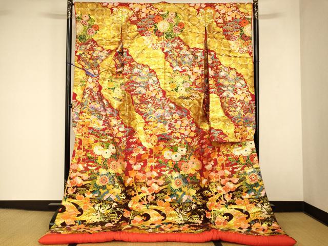 平和屋本店●色打掛　和装　婚礼　結婚式　花嫁　神社挙式　唐織　天井花丸文　暈し染め　金銀糸　逸品　AABK8288fw