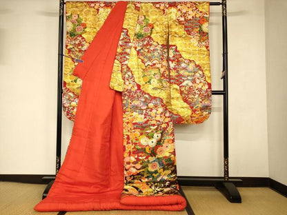 平和屋本店●色打掛　和装　婚礼　結婚式　花嫁　神社挙式　唐織　天井花丸文　暈し染め　金銀糸　逸品　AABK8288fw