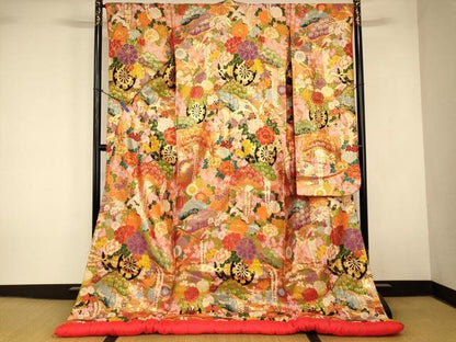平和屋本店●色打掛 和装 婚礼 結婚式 花嫁 神社挙式 唐織 花車松文 金糸 逸品 AABK8289fw