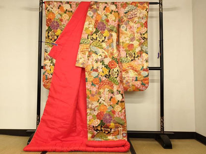 平和屋本店●色打掛 和装 婚礼 結婚式 花嫁 神社挙式 唐織 花車松文 金糸 逸品 AABK8289fw