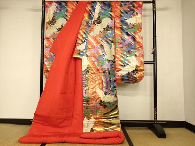 平和屋本店●色打掛 和装 婚礼 結婚式 花嫁 神社挙式 唐織 霞飛鶴文 金銀糸 逸品 AABK8290fw