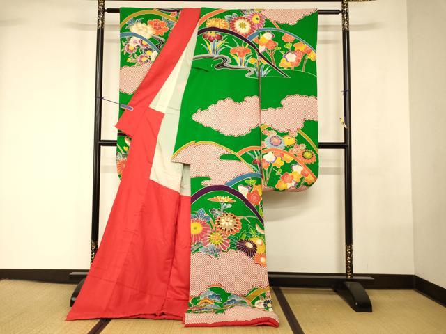 平和屋本店●お引きずり・お引き摺り・引き振袖 和装 結婚式 舞妓 芸妓 芸者 衣装 駒刺繍 草花雲取り文 金彩 逸品 AABK8296fw
