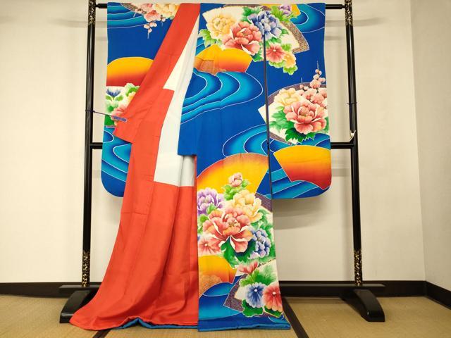 平和屋本店●お引きずり・お引き摺り・引き振袖 和装 結婚式 舞妓 芸妓 芸者 衣装 駒刺繍 草花地紙文 暈し染め 金彩 逸品 AABK8300fw
